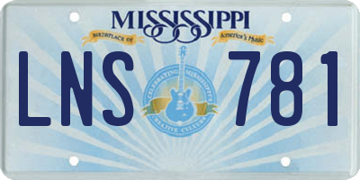 MS license plate LNS781