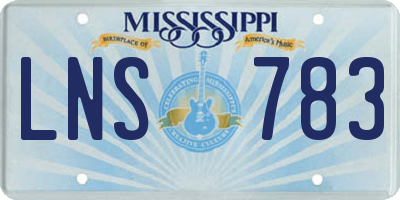 MS license plate LNS783
