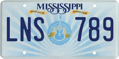 MS license plate LNS789