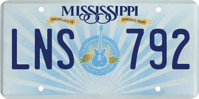 MS license plate LNS792