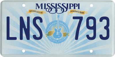 MS license plate LNS793