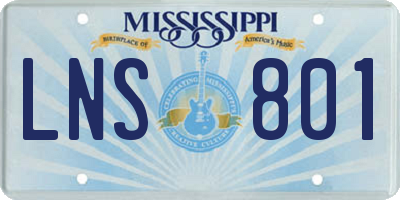 MS license plate LNS801