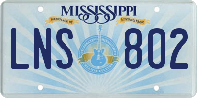 MS license plate LNS802