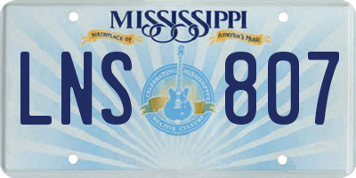 MS license plate LNS807