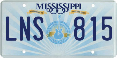 MS license plate LNS815