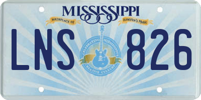 MS license plate LNS826