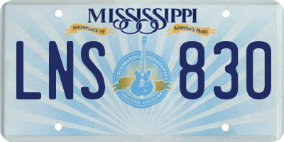MS license plate LNS830