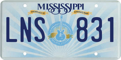 MS license plate LNS831