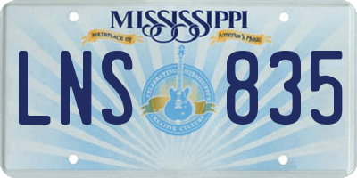 MS license plate LNS835
