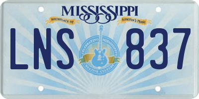 MS license plate LNS837