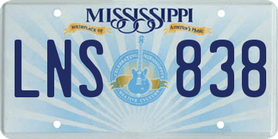 MS license plate LNS838