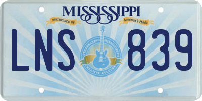 MS license plate LNS839