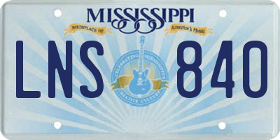 MS license plate LNS840