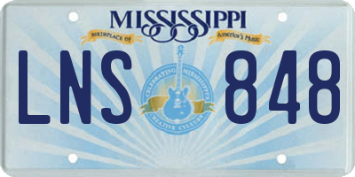 MS license plate LNS848