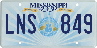 MS license plate LNS849