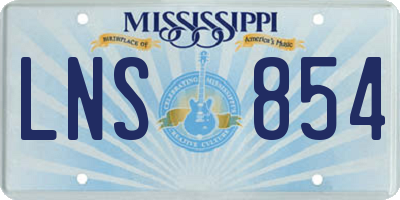 MS license plate LNS854