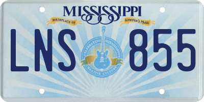 MS license plate LNS855