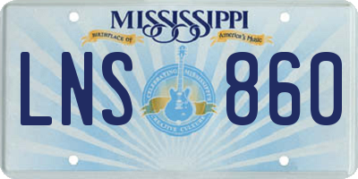 MS license plate LNS860