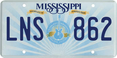 MS license plate LNS862