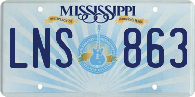 MS license plate LNS863