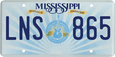 MS license plate LNS865