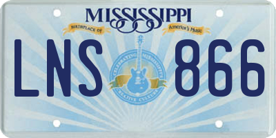 MS license plate LNS866