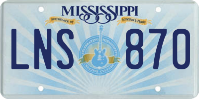 MS license plate LNS870