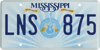 MS license plate LNS875