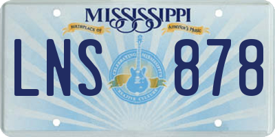 MS license plate LNS878