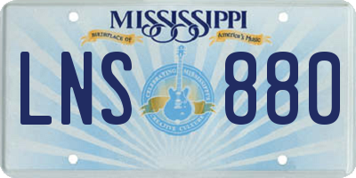 MS license plate LNS880