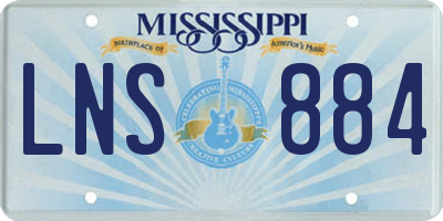 MS license plate LNS884