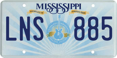 MS license plate LNS885