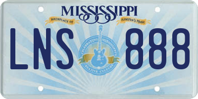 MS license plate LNS888