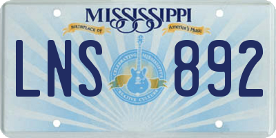 MS license plate LNS892