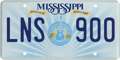 MS license plate LNS900