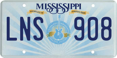 MS license plate LNS908