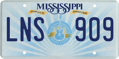 MS license plate LNS909
