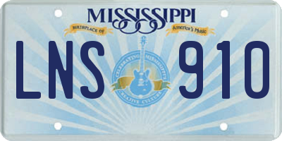 MS license plate LNS910