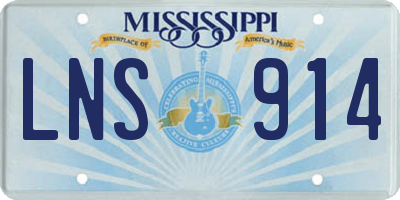 MS license plate LNS914