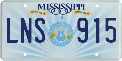 MS license plate LNS915