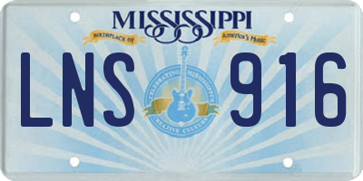 MS license plate LNS916