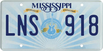 MS license plate LNS918