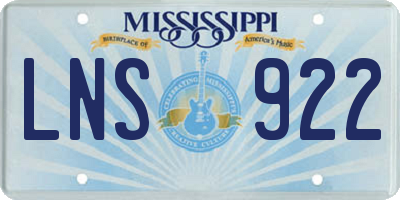 MS license plate LNS922