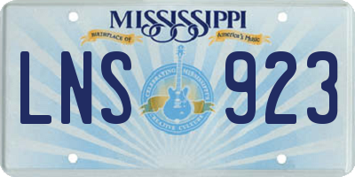 MS license plate LNS923