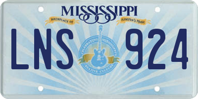 MS license plate LNS924