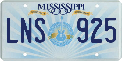 MS license plate LNS925