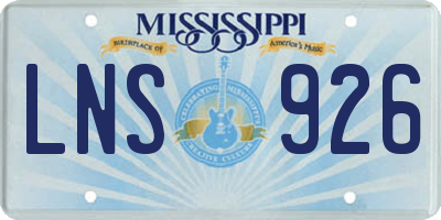 MS license plate LNS926
