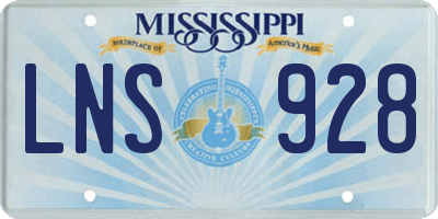 MS license plate LNS928