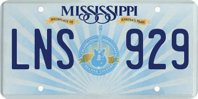 MS license plate LNS929