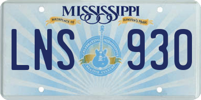 MS license plate LNS930